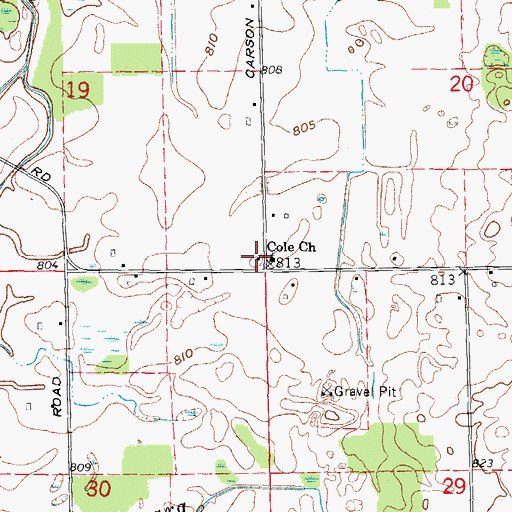 Topographic Map of Cole United Methodist Church Historical Marker, MI