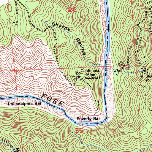 Topographic Map of Centennial Mine, CA