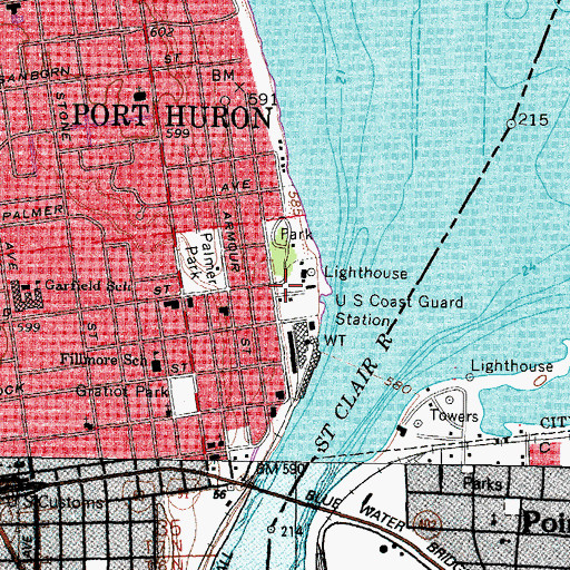 Topographic Map of Fort Gratiot Light Historical Marker, MI