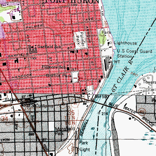 Topographic Map of Fort Saint Joseph Historical Marker, MI