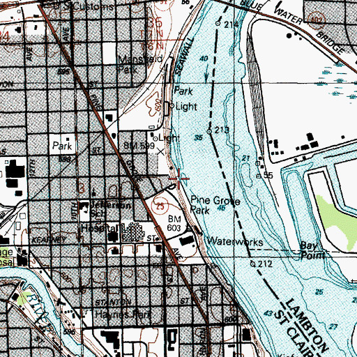Topographic Map of Huron Lightship Historical Marker, MI