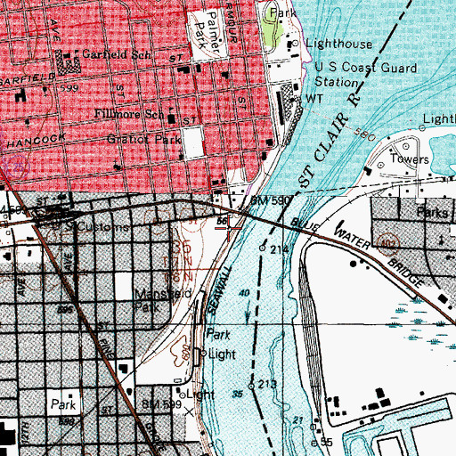 Topographic Map of Tom Edison at Grand Trunk Historical Marker, MI