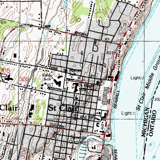 Topographic Map of Saint Mary's Church Historical Marker, MI