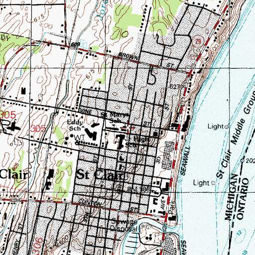 Topographic Map of Saint Mary's Rectory Historical Marker, MI
