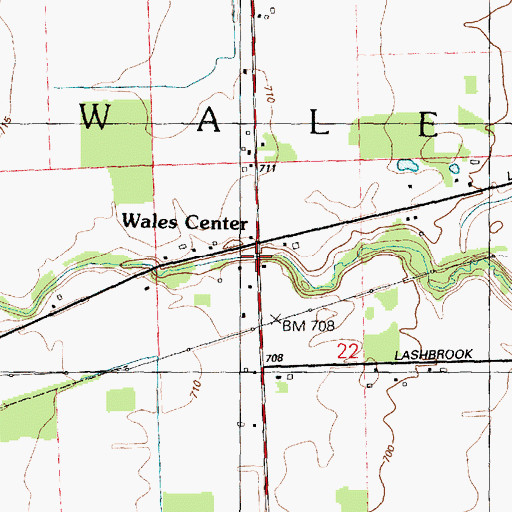 Topographic Map of Wales Township Hall Historical Marker, MI