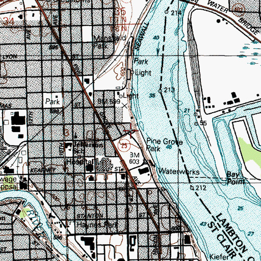 Topographic Map of Jefferson Sheldon House Historical Marker, MI