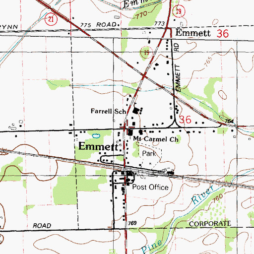 Topographic Map of John F Farrell Historical Marker, MI