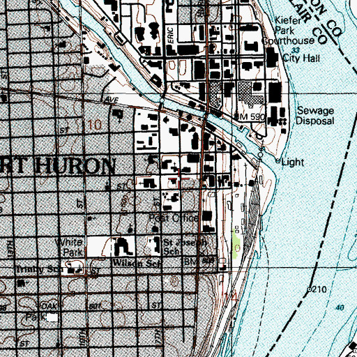 Topographic Map of Port Huron Public Library Historical Marker, MI