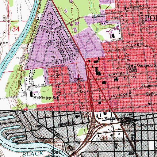 Topographic Map of First Church of the Nazarene, MI