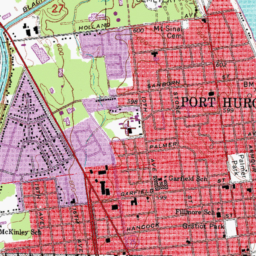 Topographic Map of Saint Mary's Catholic Church, MI
