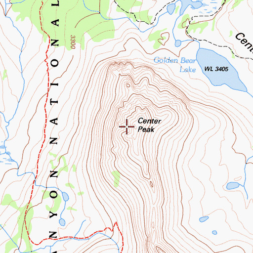 Topographic Map of Center Peak, CA