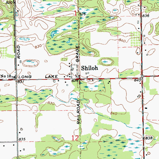 Topographic Map of Shiloh Station (historical), MI
