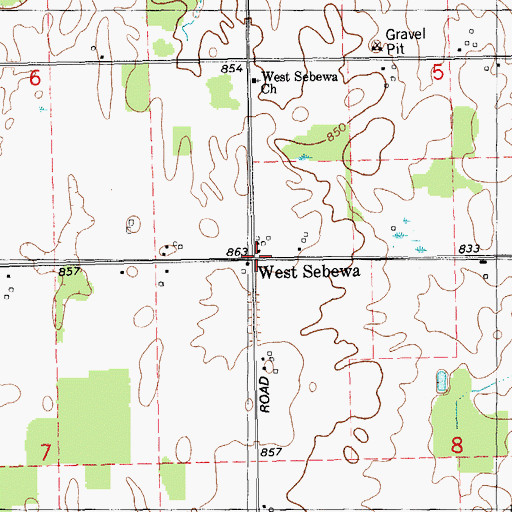 Topographic Map of West Sebewa Post Office (historical), MI