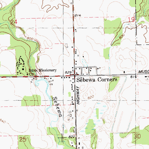 Topographic Map of Sebewa Post Office (historical), MI