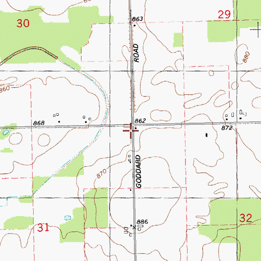 Topographic Map of Rosina Post Office (historical), MI