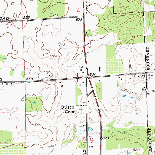Topographic Map of Otisco Post Office (historical), MI