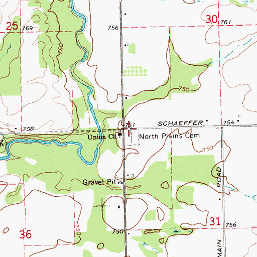 Topographic Map of North Plains Post Office (historical), MI