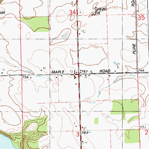 Topographic Map of Maple Post Office (historical), MI