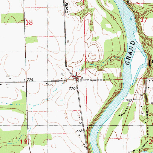 Topographic Map of Kossuth Post Office (historical), MI