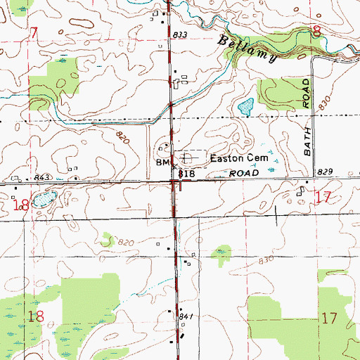 Topographic Map of Snell Post Office (historical), MI