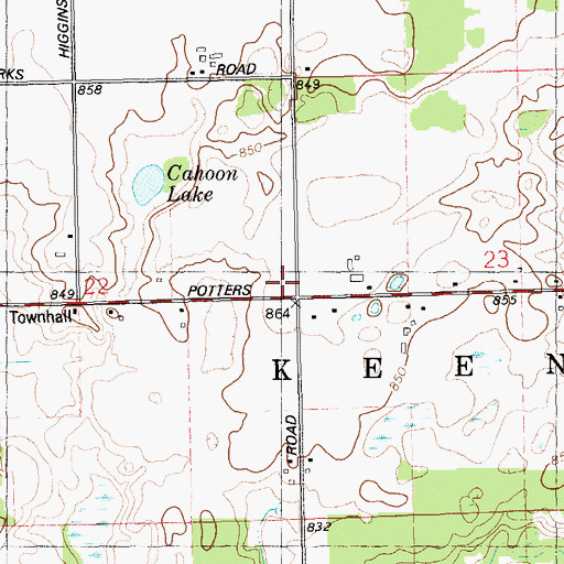 Topographic Map of Keene Post Office (historical), MI