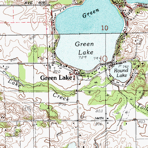 Topographic Map of Green Lake, MI