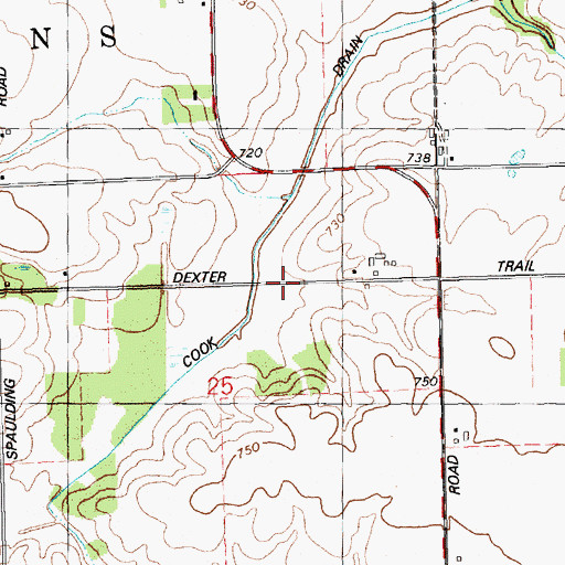 Topographic Map of Spaulding Cemetery, MI