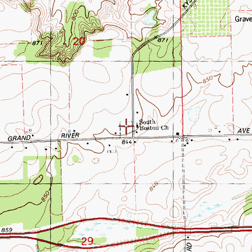 Topographic Map of South Boston Cemetery, MI