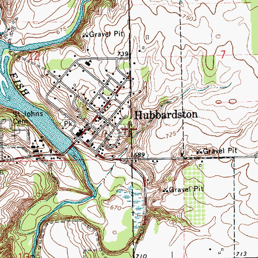 Topographic Map of Hubbardston East Cemetery, MI