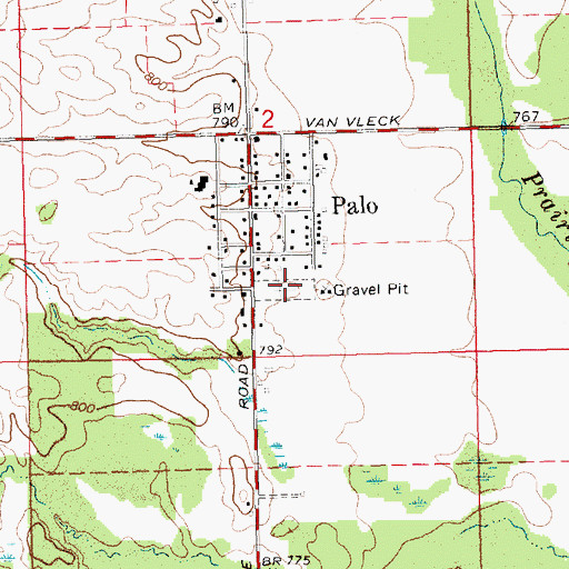 Topographic Map of Palo Cemetery, MI