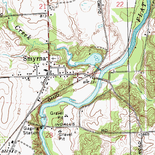 Topographic Map of Smyrna Station, MI
