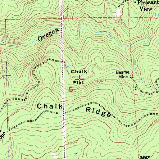 Topographic Map of Chalk Flat, CA