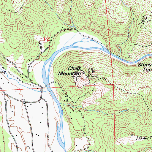 Topographic Map of Chalk Mountain, CA