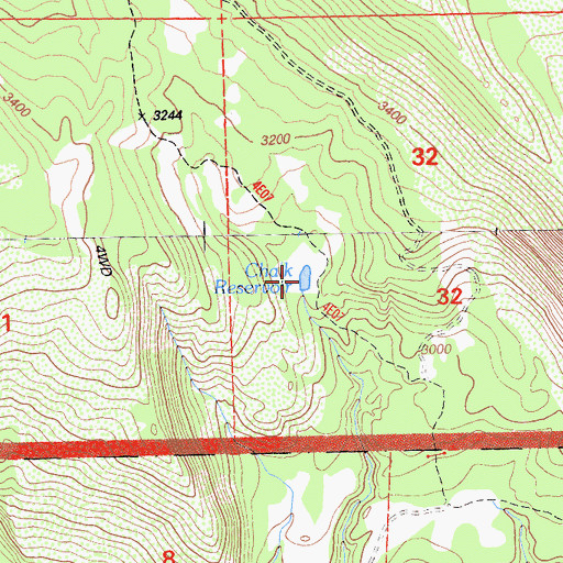 Topographic Map of Chalk Reservoir, CA