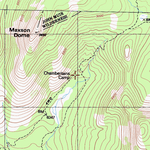 Topographic Map of Chamberlains Camp, CA