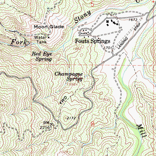 Topographic Map of Champagne Spring, CA