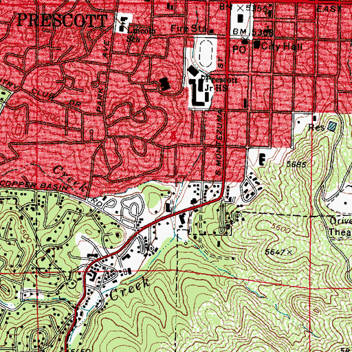 Topographic Map of Aspen Creek, AZ
