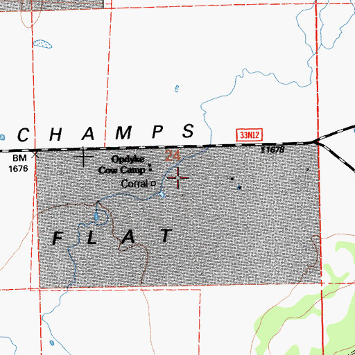 Topographic Map of Champs Flat, CA