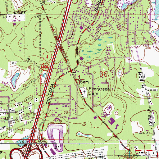 Topographic Map of Enterprise Cemetery, FL