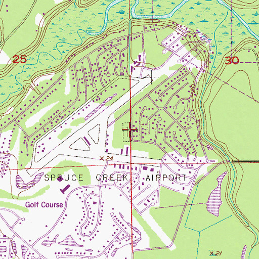 Topographic Map of Spruce Creek Cemetery, FL