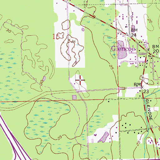 Topographic Map of Glencoe-Geiger Cemetery, FL