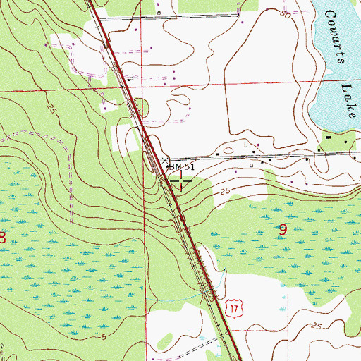Topographic Map of Harris Cemetery, FL