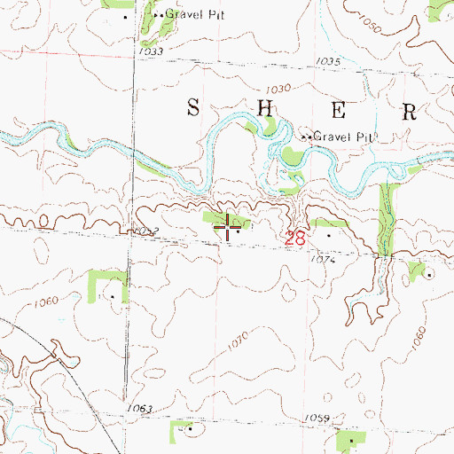 Topographic Map of Bernard Farms, MN