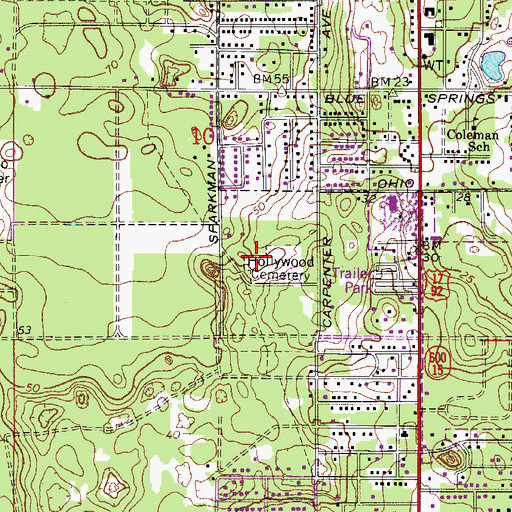 Topographic Map of Lincoln Cemetery, FL