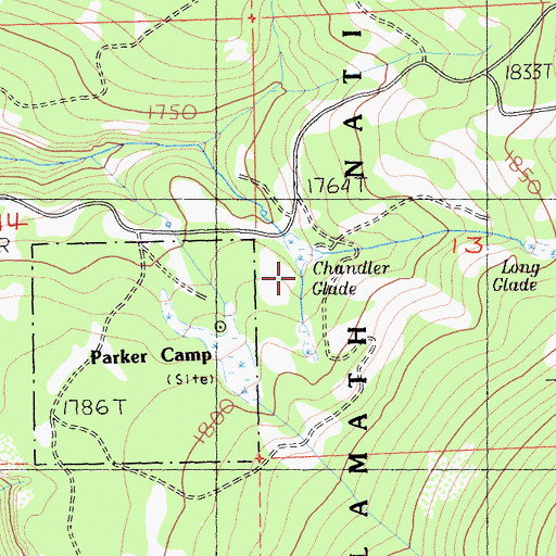 Topographic Map of Chandler Glade, CA