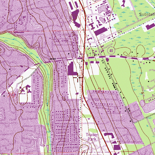 Topographic Map of Oak Ridge Cemetery, FL