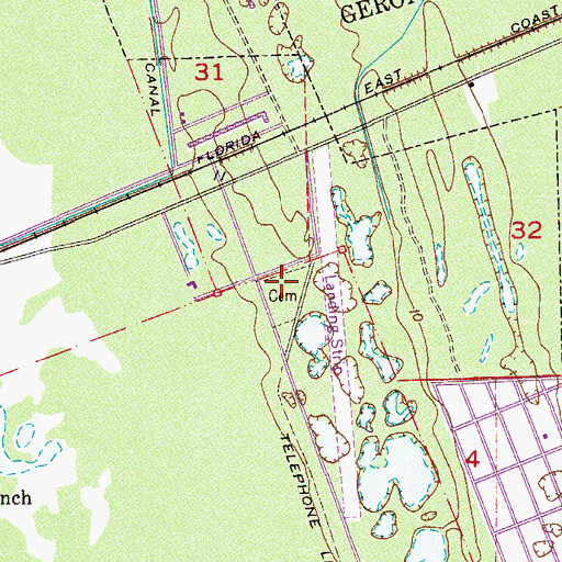 Topographic Map of Oaklynn Cemetery, FL
