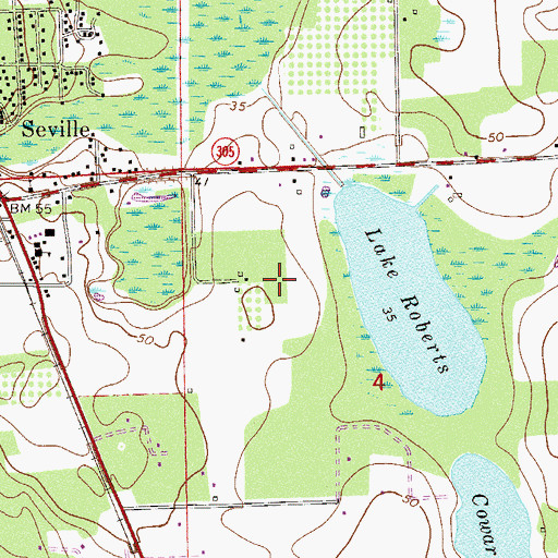 Topographic Map of Roberts Cemetery, FL
