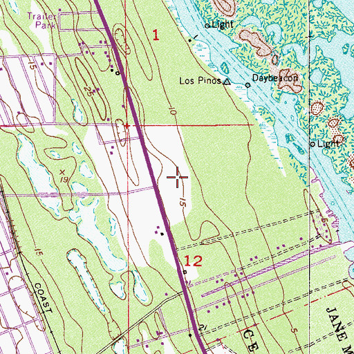 Topographic Map of Sea Pines Memorial Gardens, FL