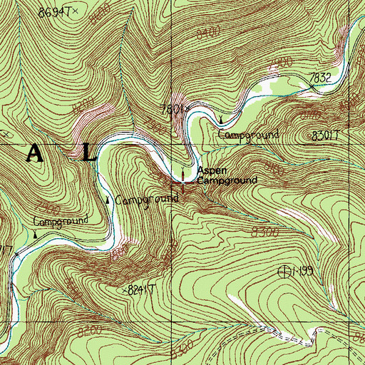 Topographic Map of Aspen Forest Camp, AZ